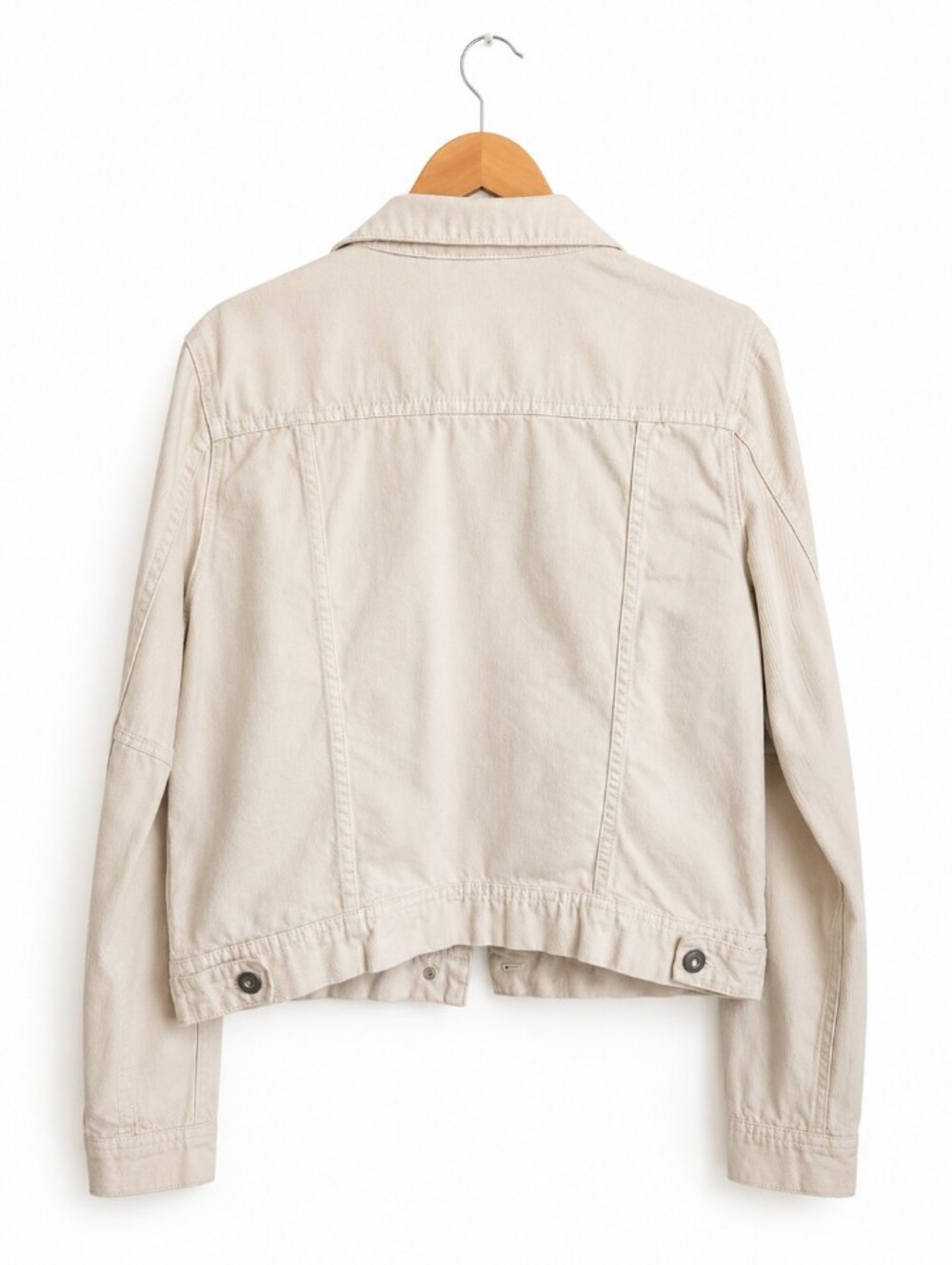 Free People Retro Trucker Jacket Ivory Denim Cotton Capsule Medium - Picture 3 of 7